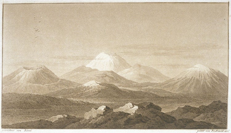Chain of Volcanoes of Auvergne. Image source: Buch, Leopold von. Geognostische beobachtungen auf reisen durch Deutschland und Italien. Berlin: Haude und Spener, 1802-1809.