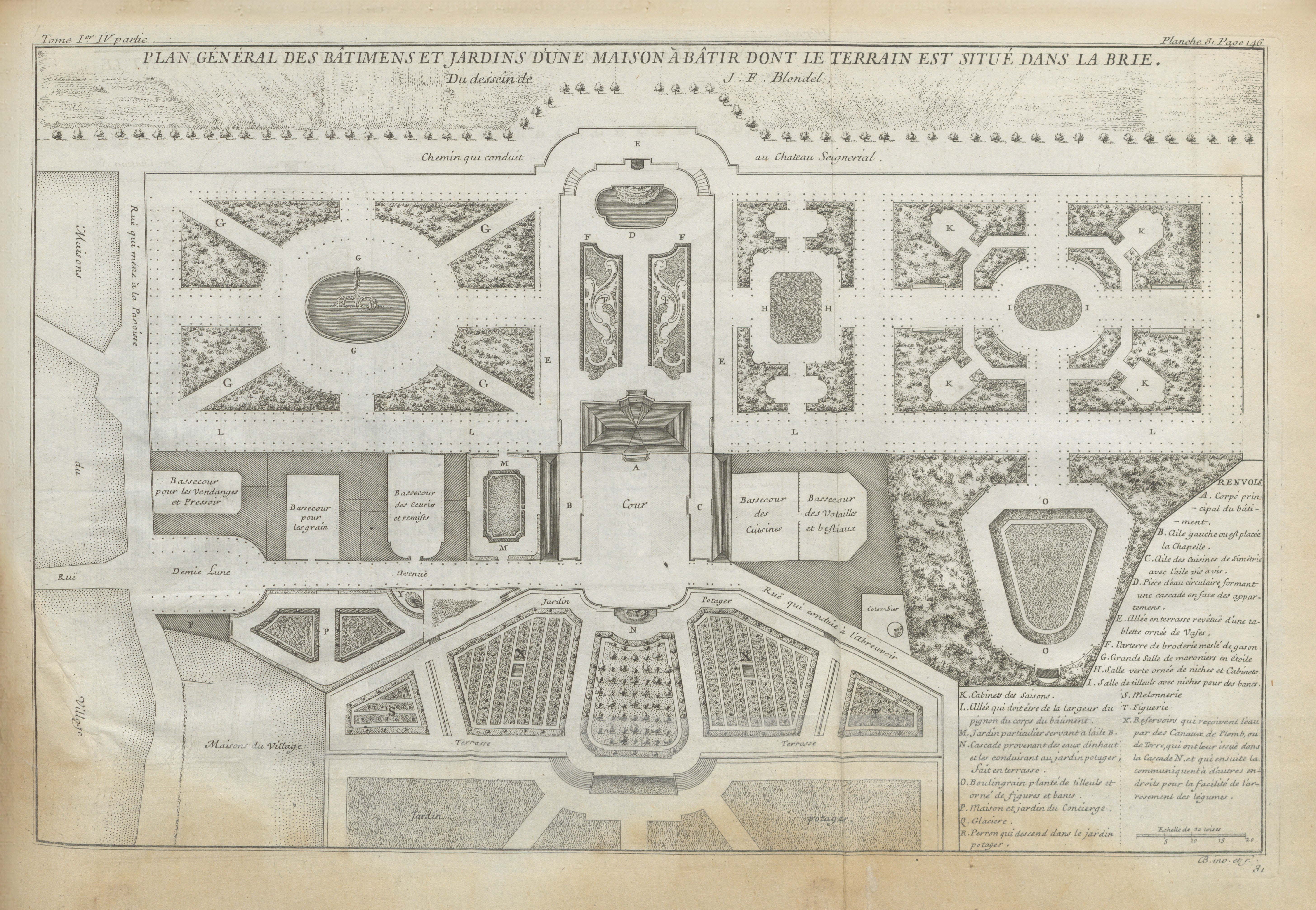 Jacques-François Blondel’s De la distribution des maisons de plaisance, et de la decoration des edifices en general, 1737-38, was printed exclusively for elite consumers. It is lavishly illustrated with renderings of pleasure houses and gardens for the French aristocracy.