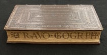 Binding and fore-edge label, Strabonis geographicorum, 1523 (The Linda Hall)