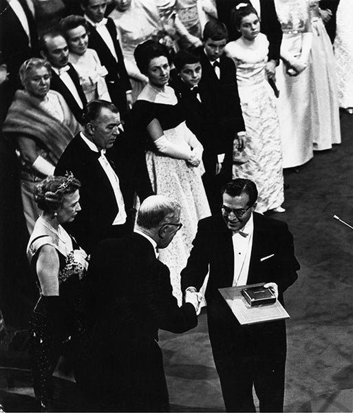 Julian Schwinger receiving the Nobel Prize in Physics, Stockholm, 1965, photograph property of the Julian Schwinger Foundation (schwingerfoundation.org)