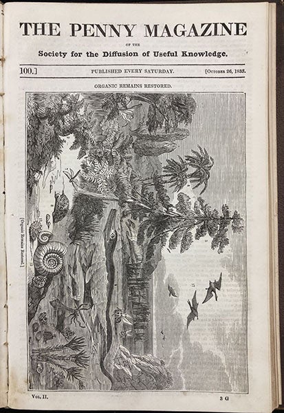 Entire front cover, The Penny Magazine, vol. 2, no. 100, p. 408, Oct. 26, 1833 (The Linda Hall)