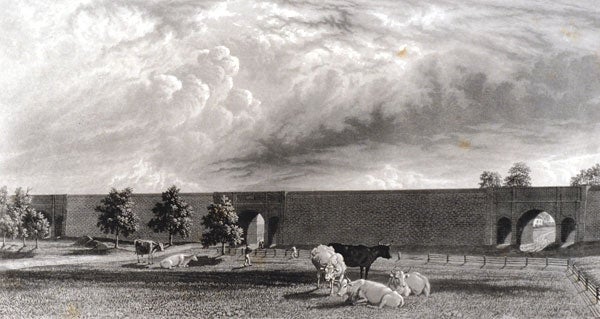 The Croton Aqueduct in Clendinning Valley. Image source: Tower, F.B. Illustrations of the Croton Aqueduct. New York and London: Wiley and Putnam, 1843, pl. 21.