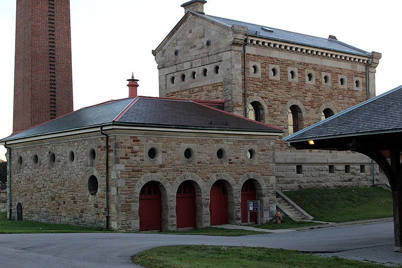 The boiler building and the larger pump-house building of the Hamilton Waterworks, designed by Thomas Keefer, 1857-59, Hamilton, Ontario (Wikimedia commons)