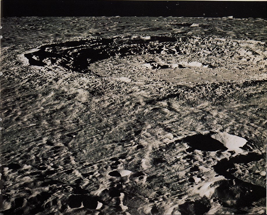 It seems fitting to conclude this historical review of depictions of the face of the moon with a photograph taken by the last of the Apollo missions, Apollo 17. It provides a stunning oblique view of the crater Copernicus, looking southward from the Montes Carpatus (Carpathian Mountains). 