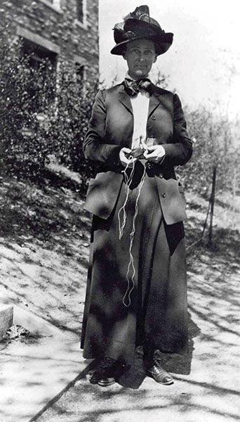 Portrait of Florence Bascom, holding a compass, undated photograph, Florence Bascom Papers, Smith College (onwisconsin.uwalumni.com)