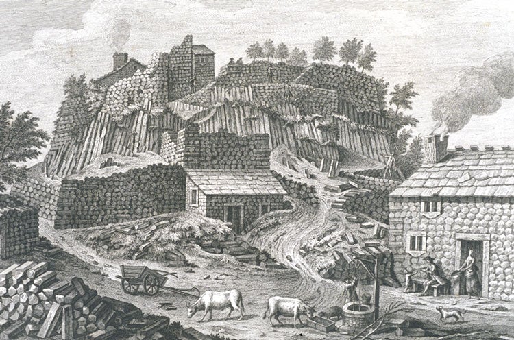 View of Mezieres in Velay. Image source: Manson, J., et al. A Series of Plates Representing the Most Extraordinary and Interesting Basaltic Mountains, Caverns and Causeways, in the Known World: Fifty Engravings. Published by the proprietor [J. Manson], 1825, pl. 6.
