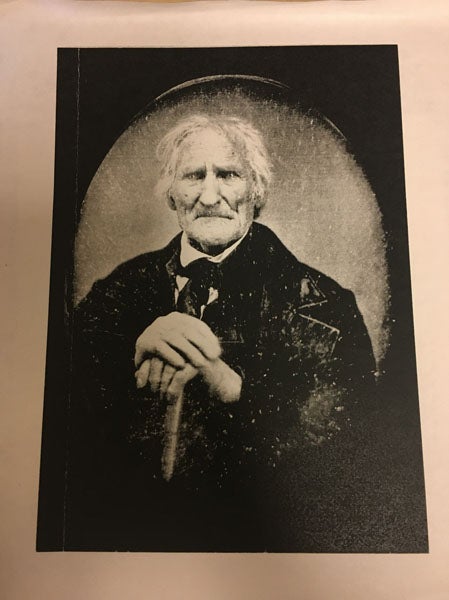 Portrait of James Wilson, daguerreotype, ca. 1850, age 87, reproduced in the Burlington Free Press (burlingtonfreepress.com)
