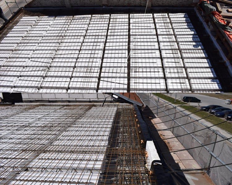 Prestressed concrete roof, Zbysov, Czech Republic