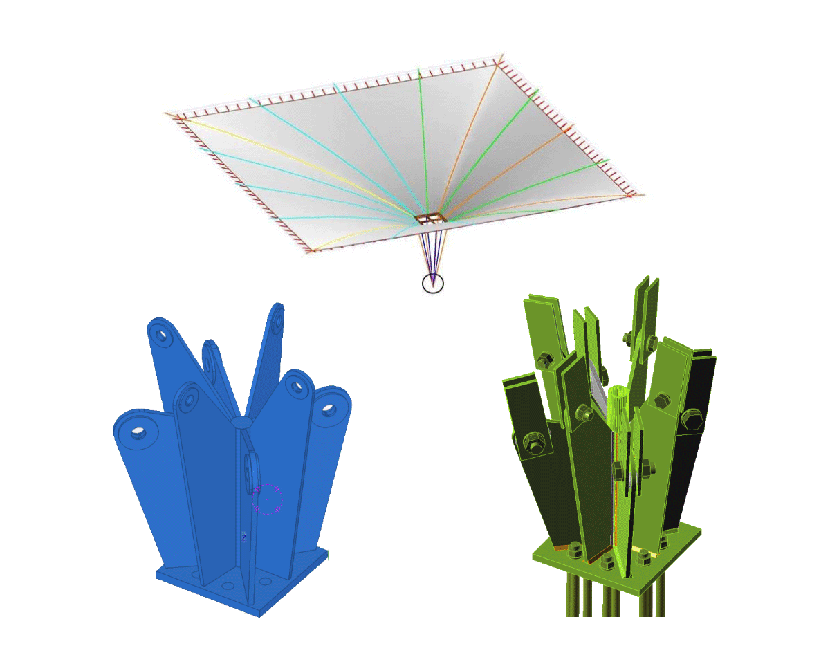 Base connection for a tension membrane structure - Dubai