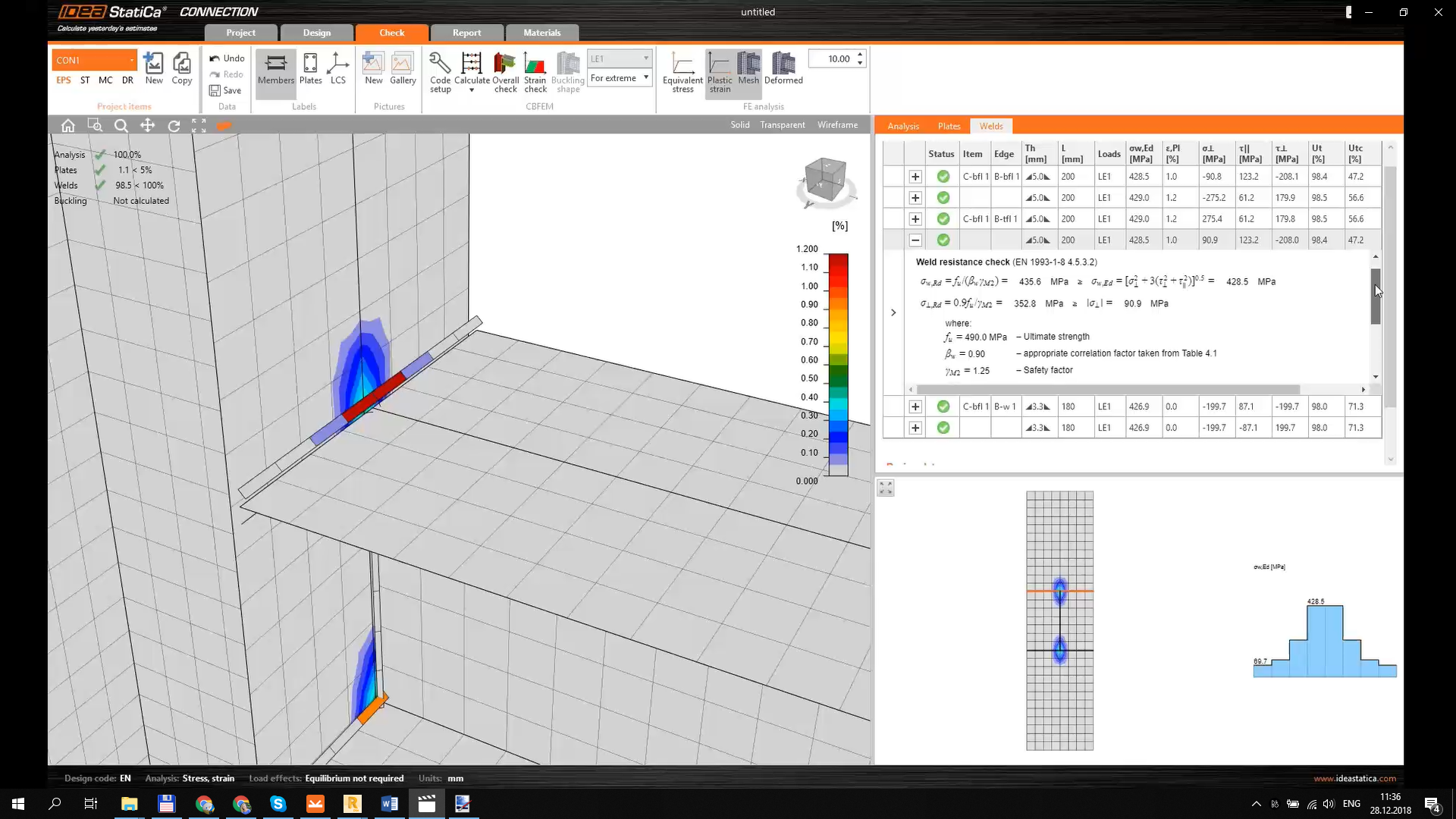 Welds in IDEA StatiCa Connection