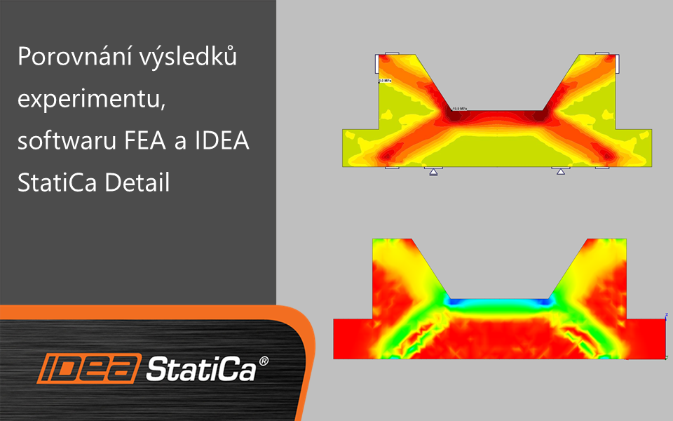 Porovnání výsledků experimentu, softwaru FEA a IDEA StatiCa