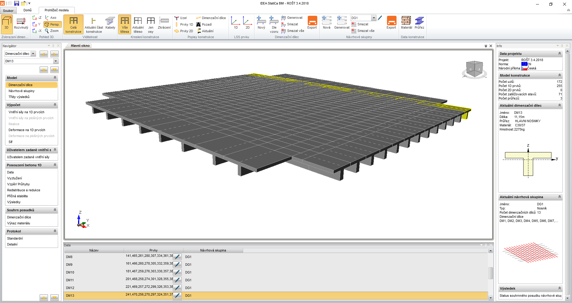 The prestressed concrete roof slab lightened by polystyrene blocks