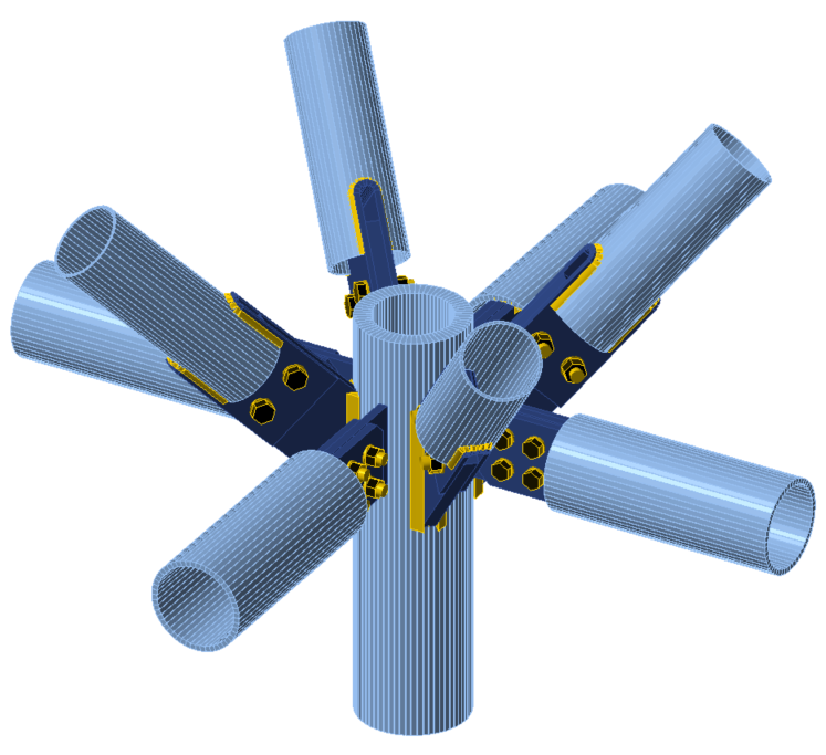 Conexiones de secciones huecas en 3D