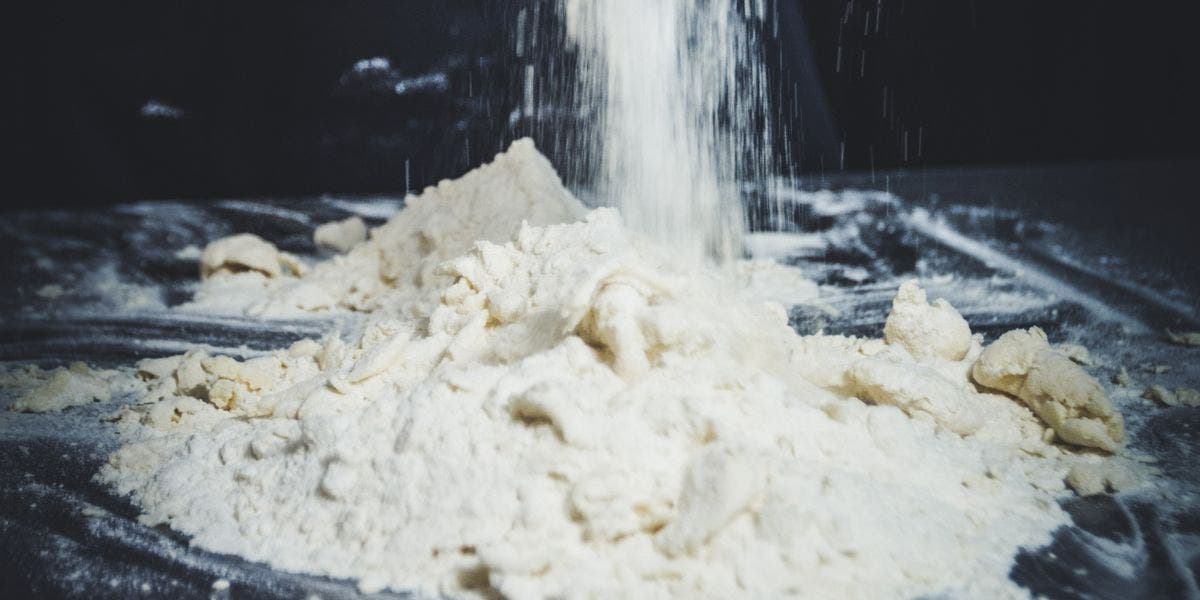flour on a baking table