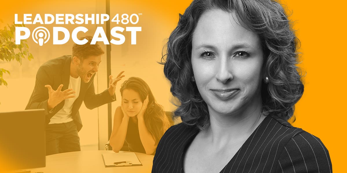 Image of Lynn Catalano with two coworkers fighting at work to show that this podcast addresses how to handle toxic relationships in the workplace