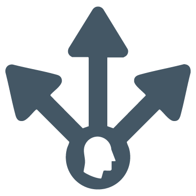 icon of a head with arrows pointing outwards to show behavior change