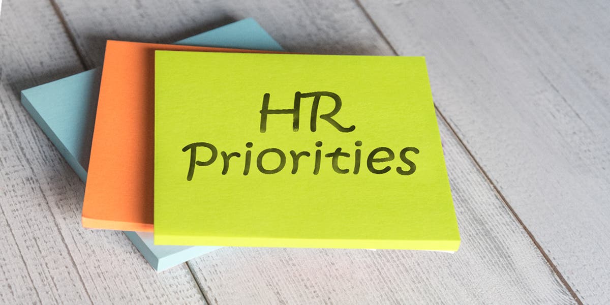 Sticky notes with HR priorities