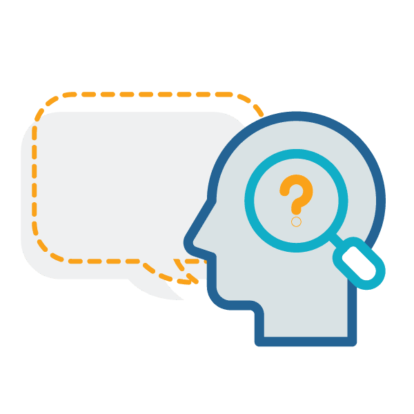 icon of a head with a magnifying glass inside it with a question mark inside of that, and a conversation bubble coming out of the head to show that behavioral interviewing can help you evaluate candidates for motivational fit?fm=webp&q=75