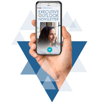 Hand holding a mobile phone with DDI's Executive Outlook Newsletter on the screen.?fm=webp&q=65