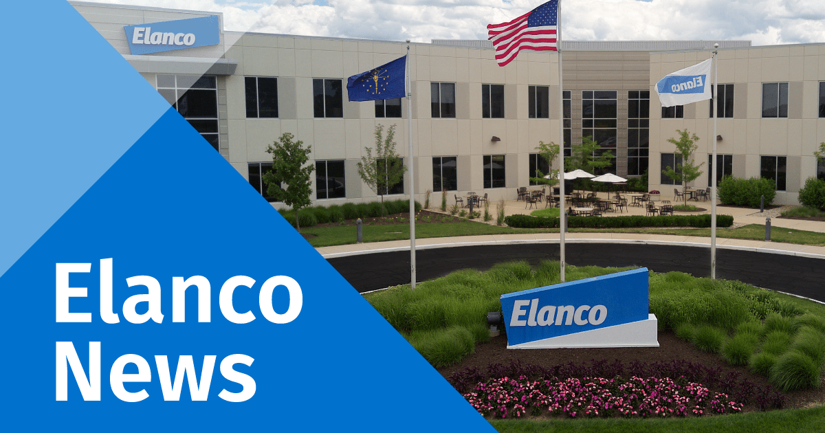 Elanco News icon with shot of G'field HQ and an Elanco News overlay