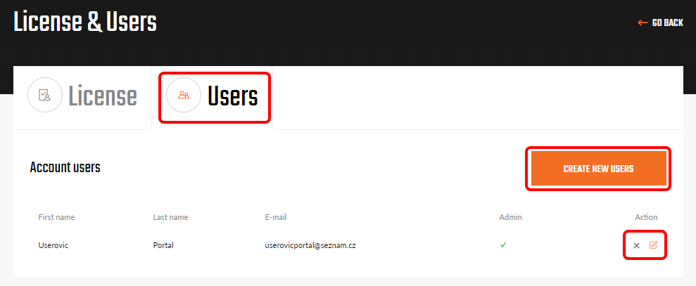 Gebruikers in User portal in IDEA StatiCa