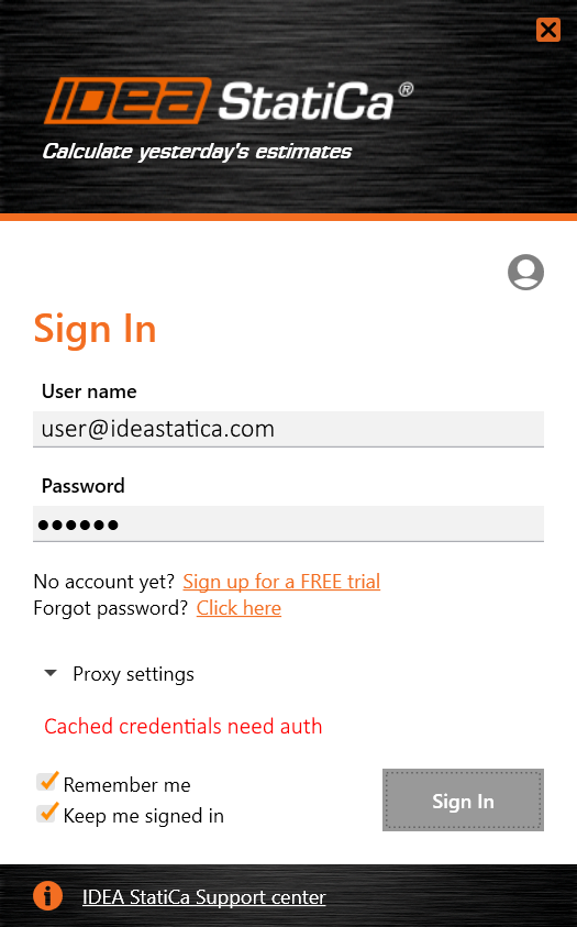 Foutmelding – Cached credentials need auth IDEA StatiCa