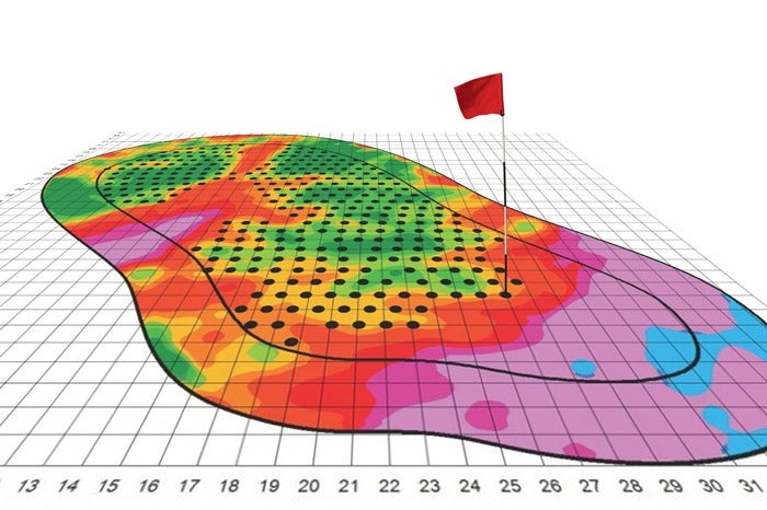 Pin locator map for a golf course