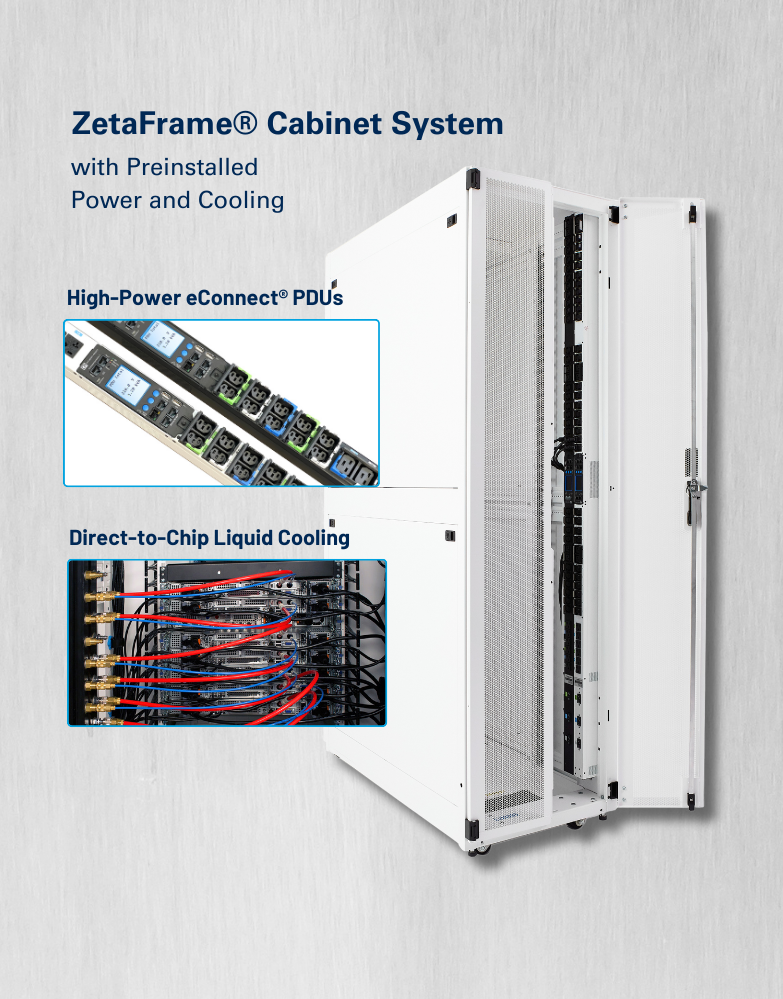 ZetaFrame Cabinet System with preinstalled power and cooling features.