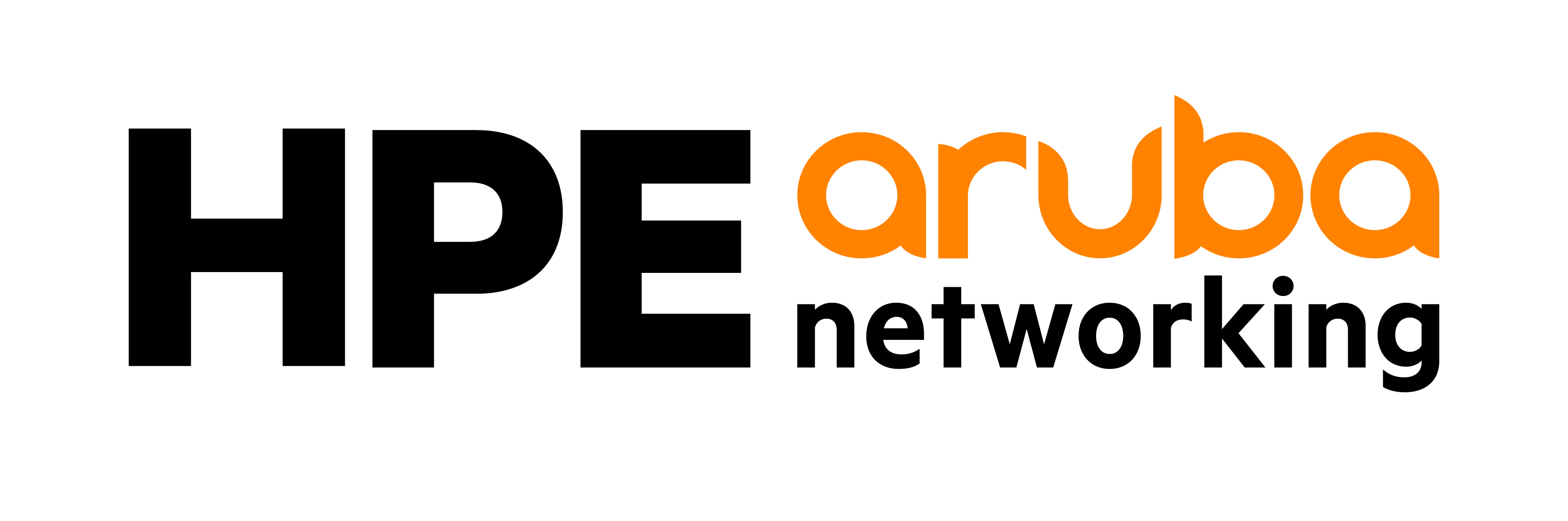 Aruba logo in orange and black colors.