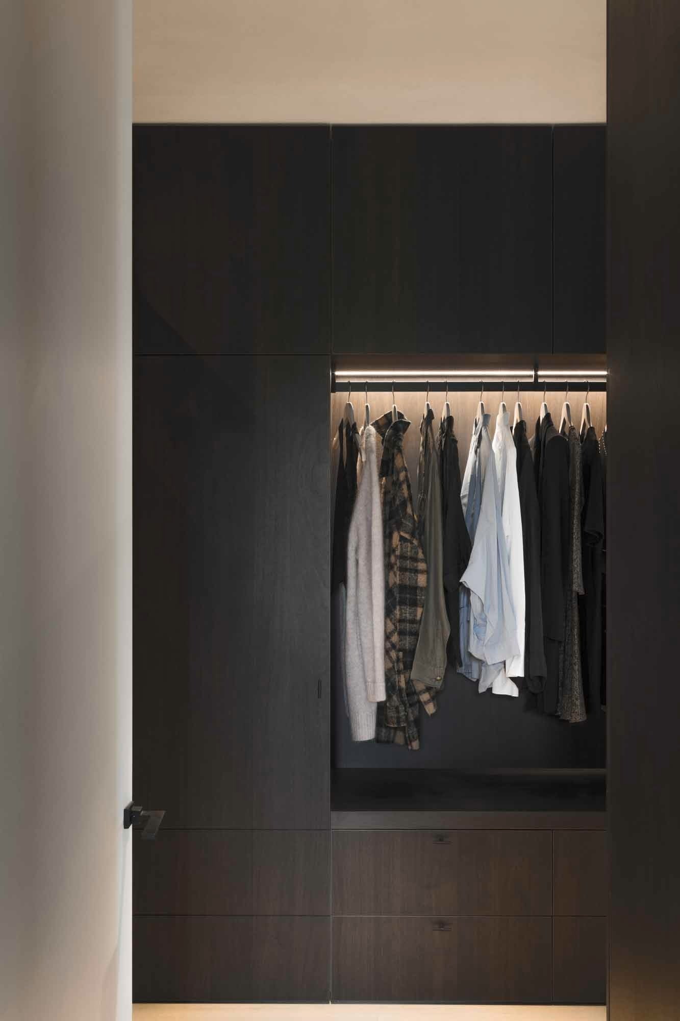 dark wood closet - dark wood - Decospan - dark closet - closet - modern closet