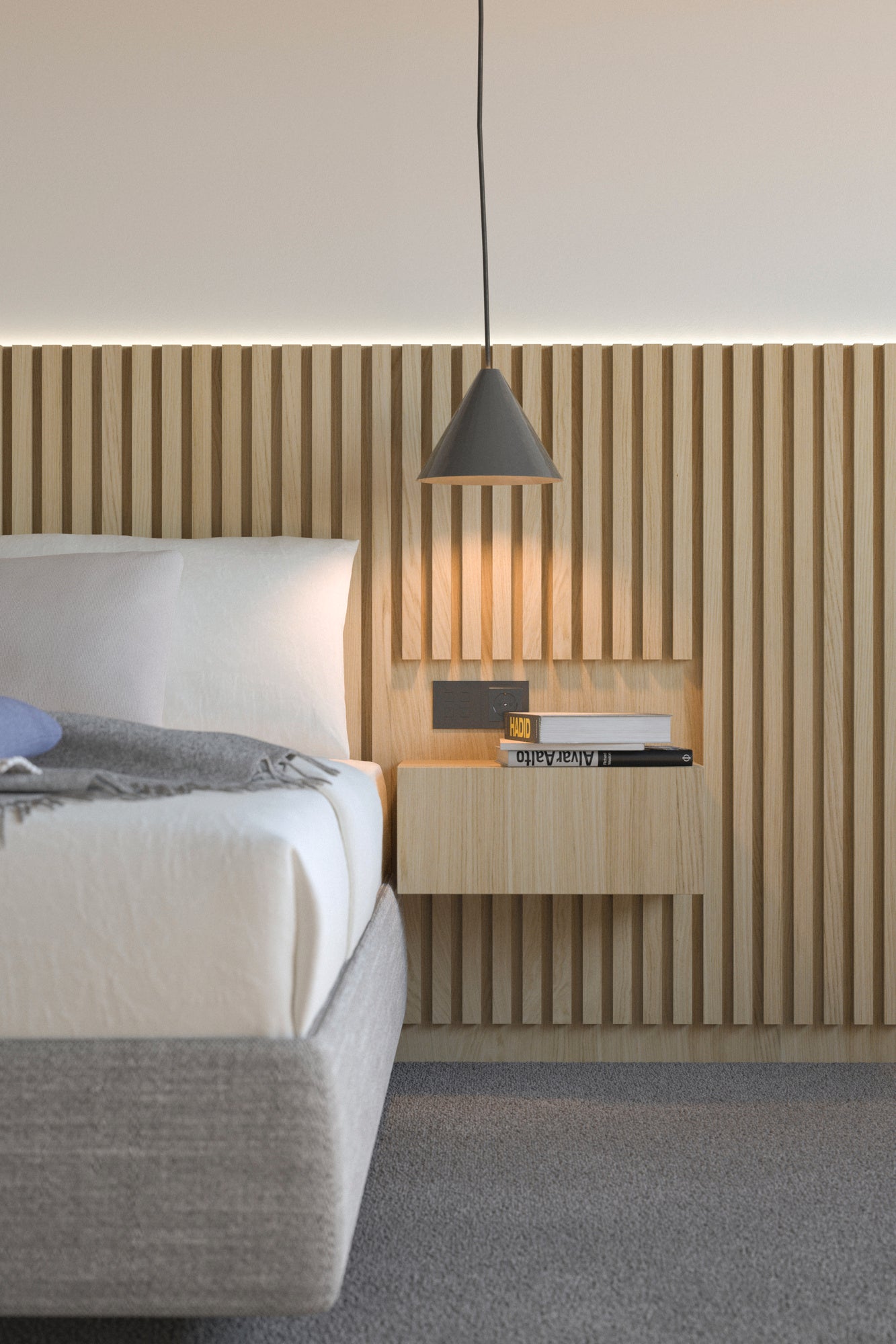 Astrata - Astrata slats - slats in bedroom - bedroom - wood in bedroom 