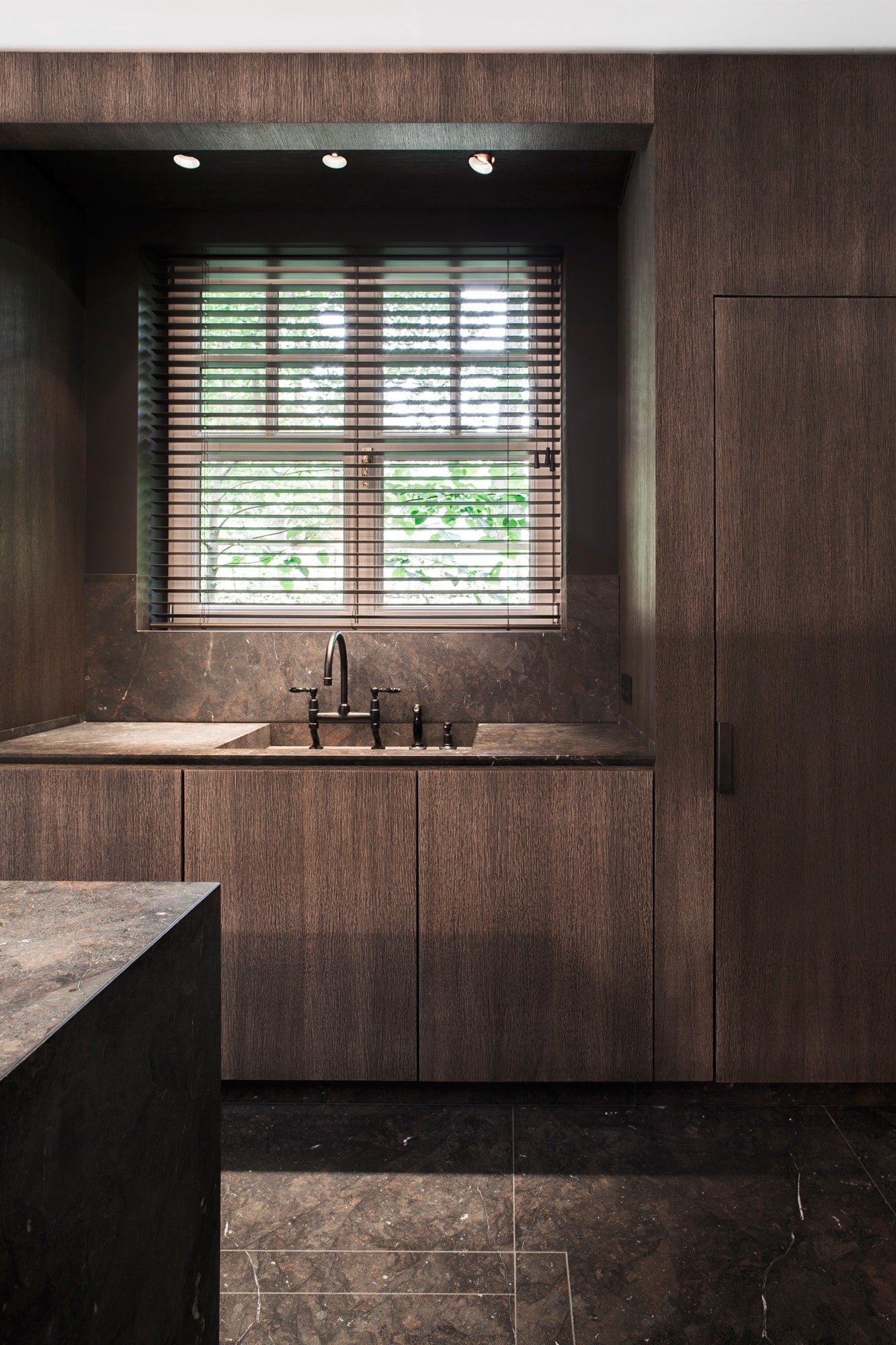wooden sink - wood sink - dark wood sink - dark wood kitchen - kitchen - sink 