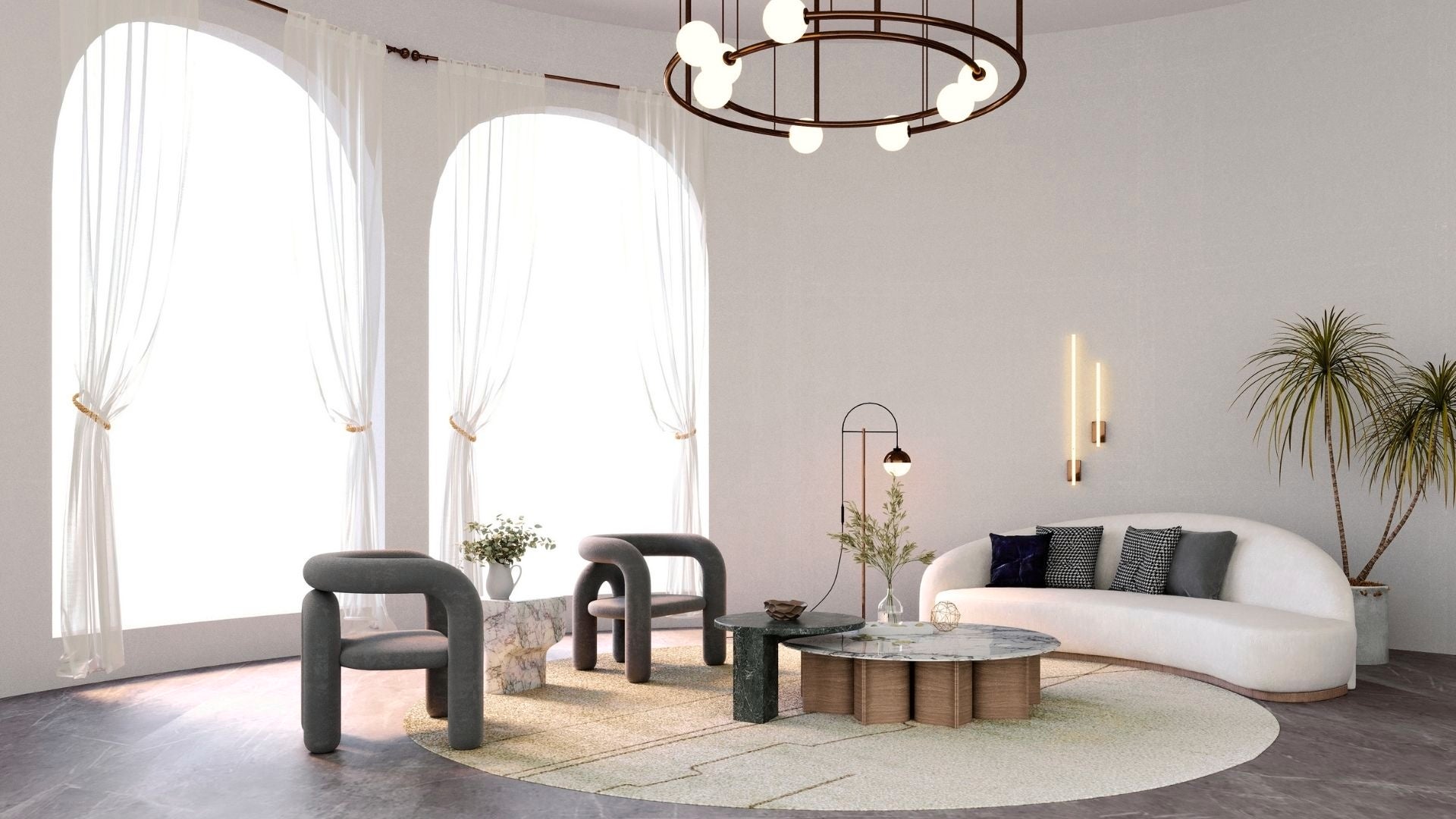 white coach - veneer floor - parquet floor - living room - clean modern living room