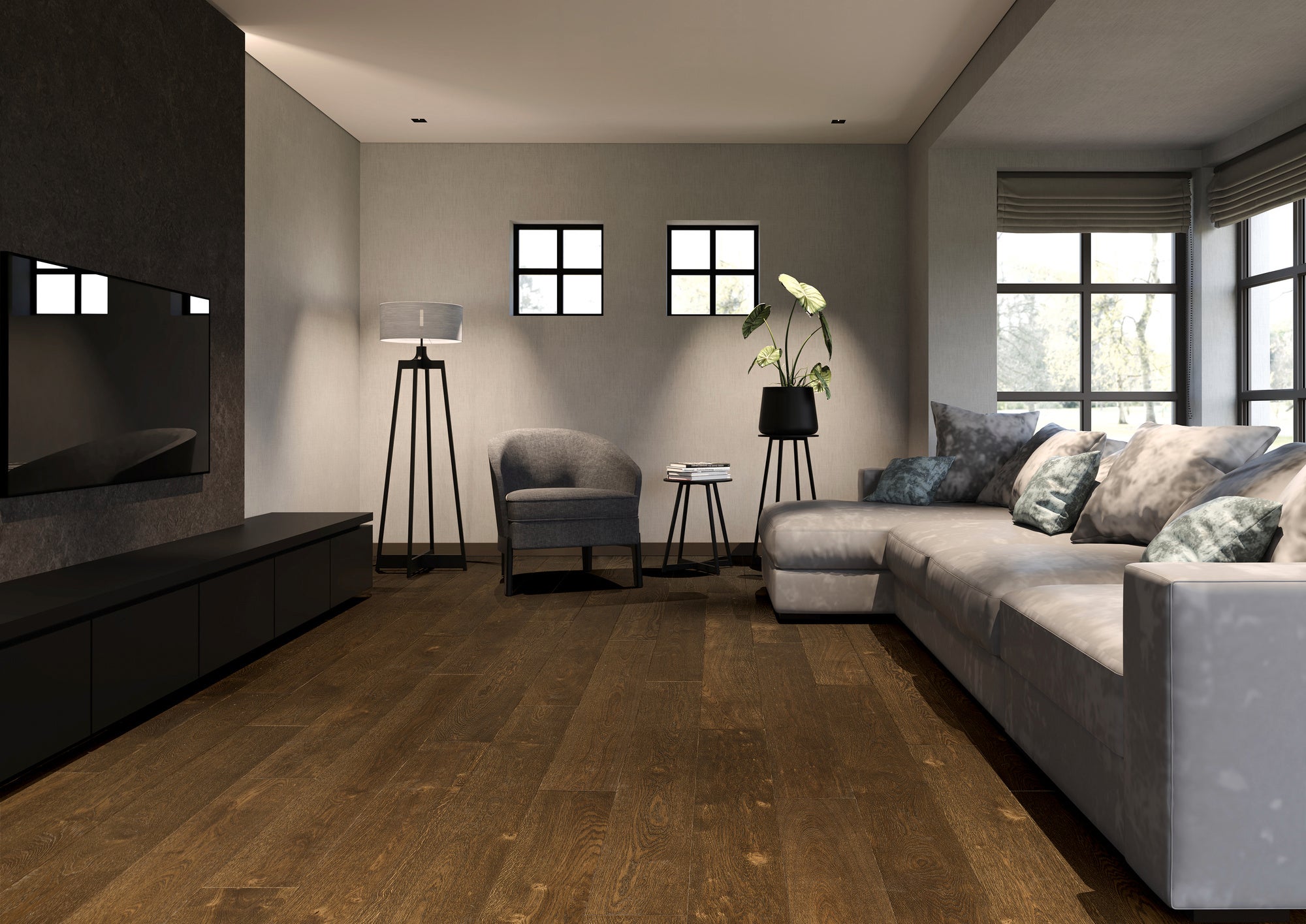 dark wood floor - living room - veneer for living room - veneer floor - veneer wood floor - dark wood