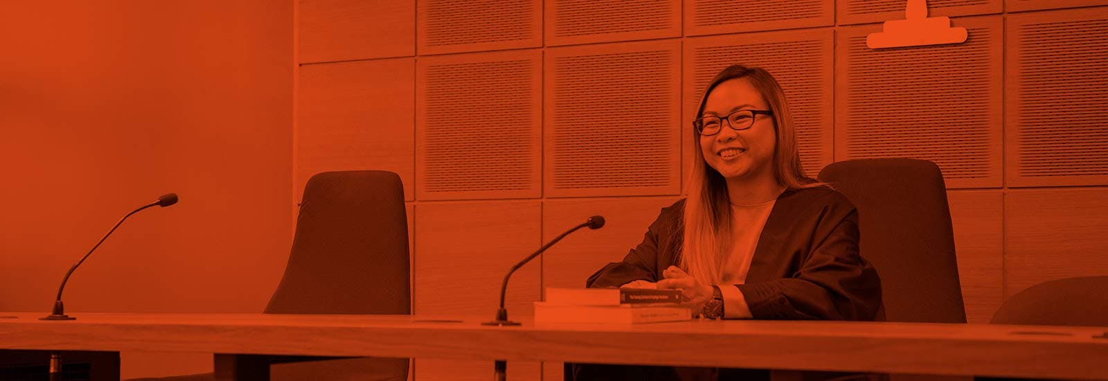 A University of Sussex student in a law court