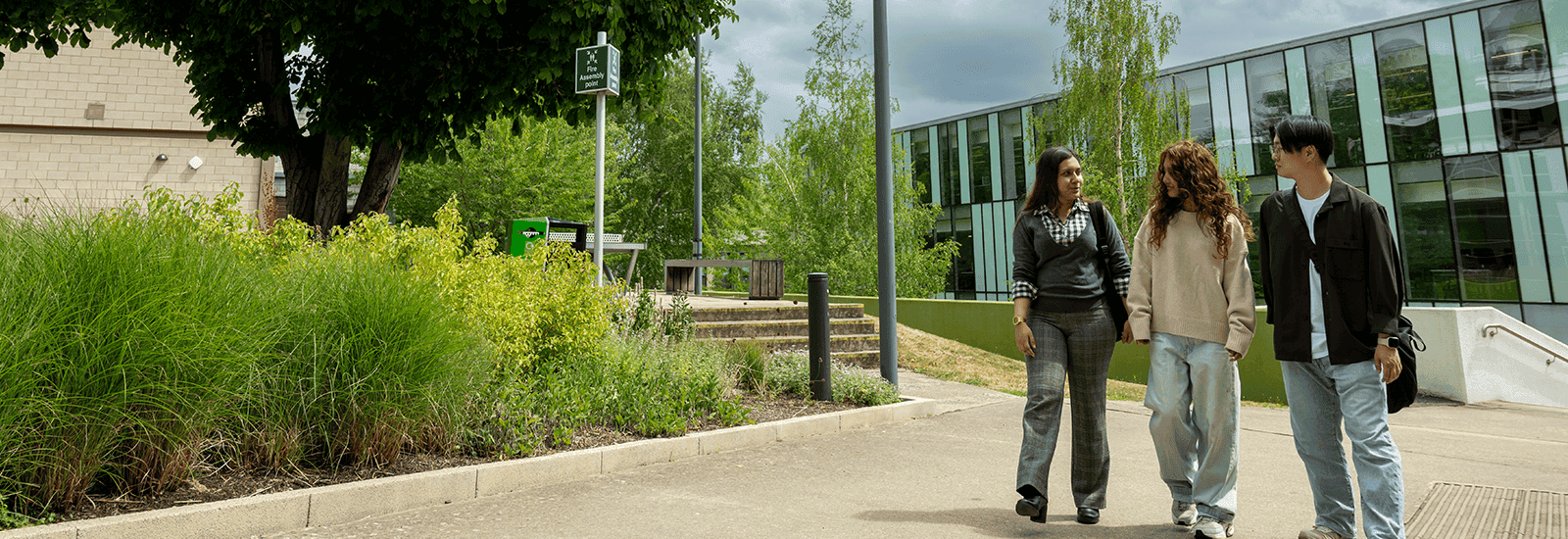 Students walking through the campus