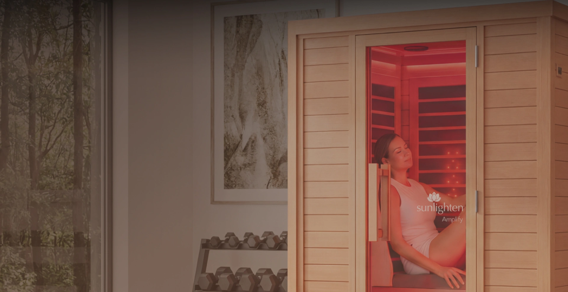 Woman in an infrared sauna