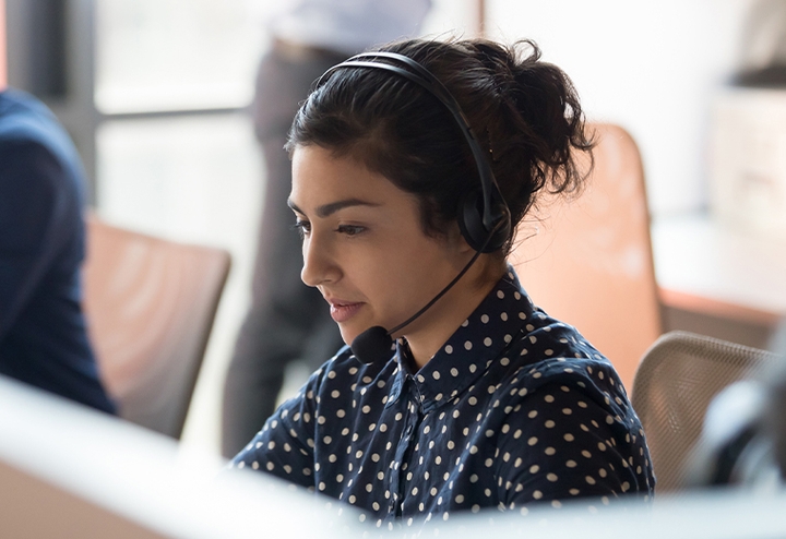 Woman in call center