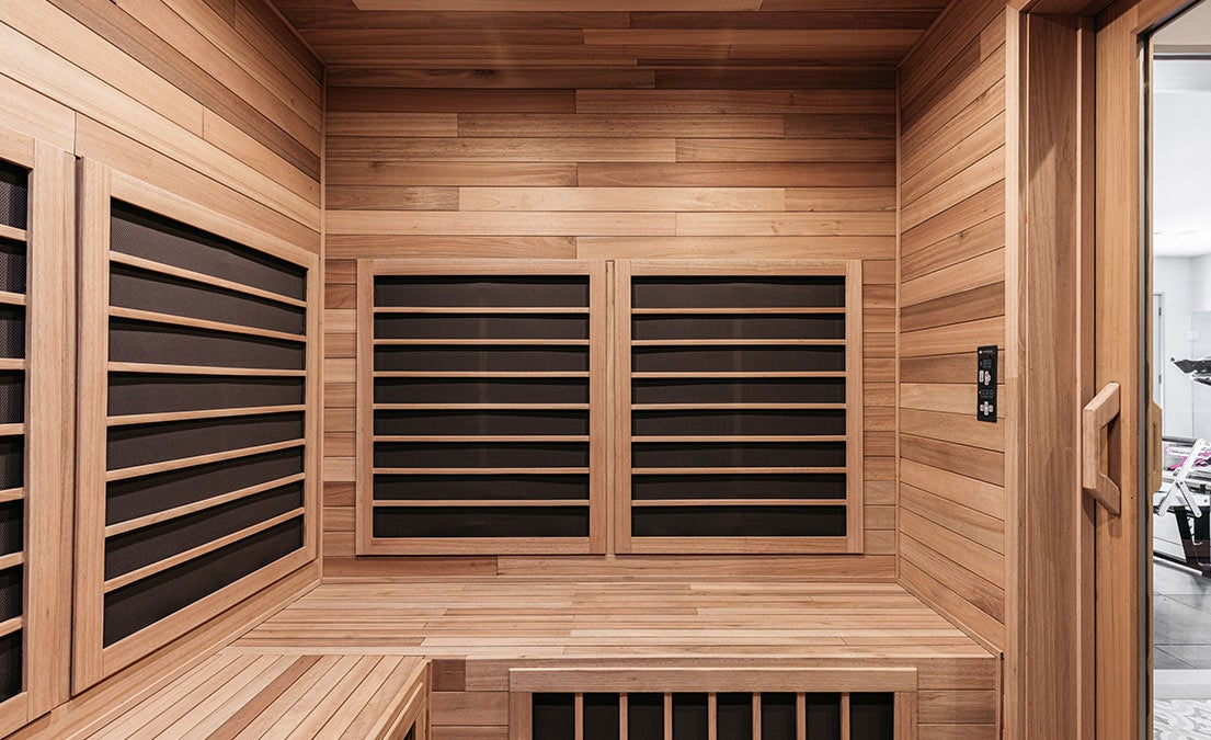 Beverly Hills Mansion custom infrared sauna in home gym