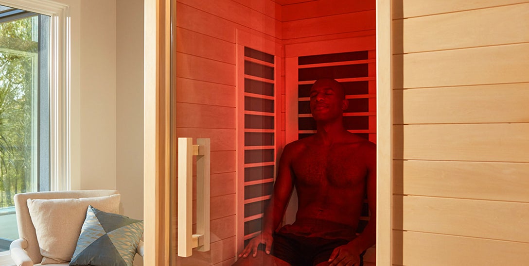 Man in infrared sauna