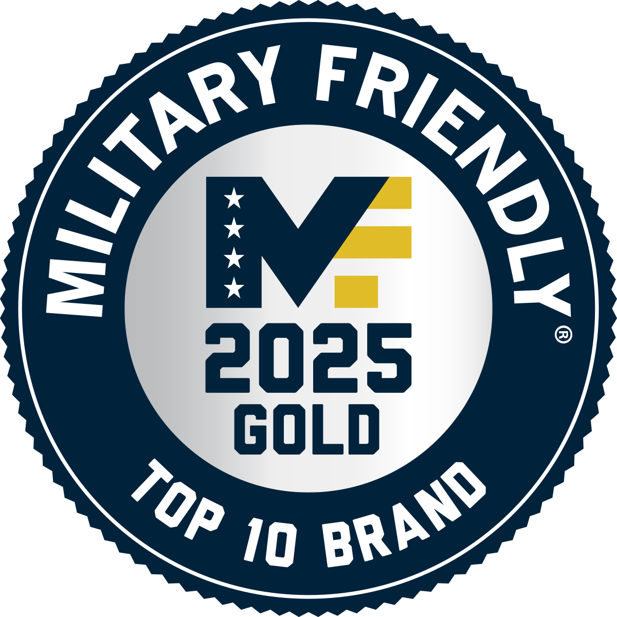 Award for being a 2024 Top 10 Military Friendly Brand