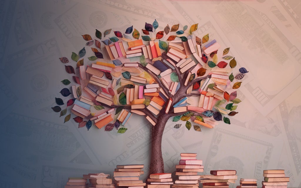 A tree with books on its branches.