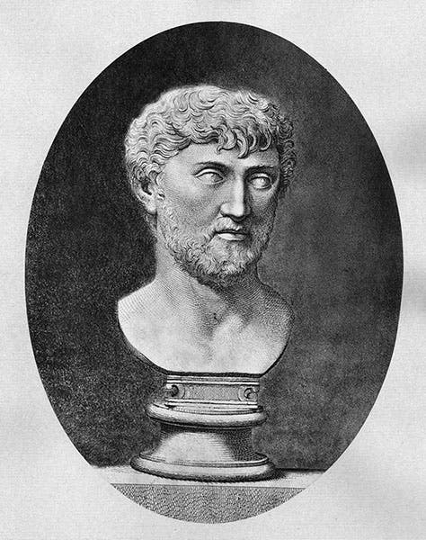 Bust purporting to show Titus Lucretius Carus, unknown location (thecollector.com)