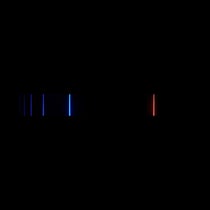 The four Balmer lines of the hydrogen spectrum, modern photograph. Hα is at the right, Hδ at left (Wikimedia commons)