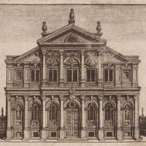 The Sheldonian Theatre at Oxford, title-page vignette by Michael Burghers, An Examination of Dr. Burnet's Theory of the Earth, by John Keill, 1698 (The Linda Hall)
