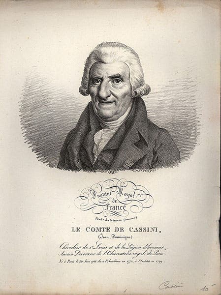 Portrait of an elderly Jean-Dominique Cassini, lithograph by Julien Leopold Boilly, 1830s? (Wikimedia commons)