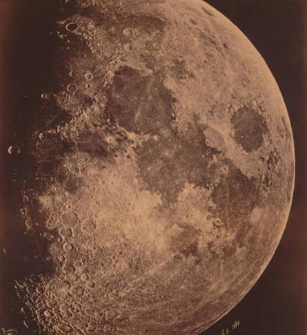 “Moon, March 6, 1865,” albumen silver print from an original negative by Lewis M. Rutherfurd, Mar. 6, 1865, Hallmark Collection, Nelson-Atkins Museum of Art, Kansas City (art.nelson-atkins.org)