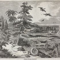 “Organic Remains Restored,” cover woodcut, The Penny Magazine, vol. 2, no. 100, p. 408, Oct. 26, 1833 (The Linda Hall)
