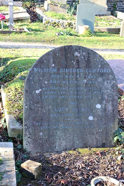 Gravestone of William Kingdon Clifford, died Mar. 3,1879, Highgate Cemetery, North London (findagrave.com)