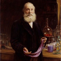 Portrait of William Henry Perkin, holding a piece of cloth dyed mauve, oil on canvas, by Arthur Stockdale Cope, 1906, National Portrait Gallery, London (npg.org.uk)